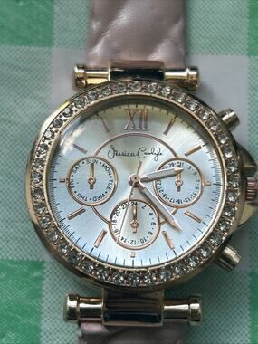 Jessica Carlyle Rose Gold Tone Pink Band Women’s Quartz Watch